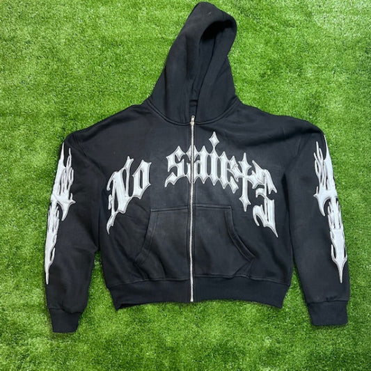 NO SAINTS ZIP HOODIE BLACK